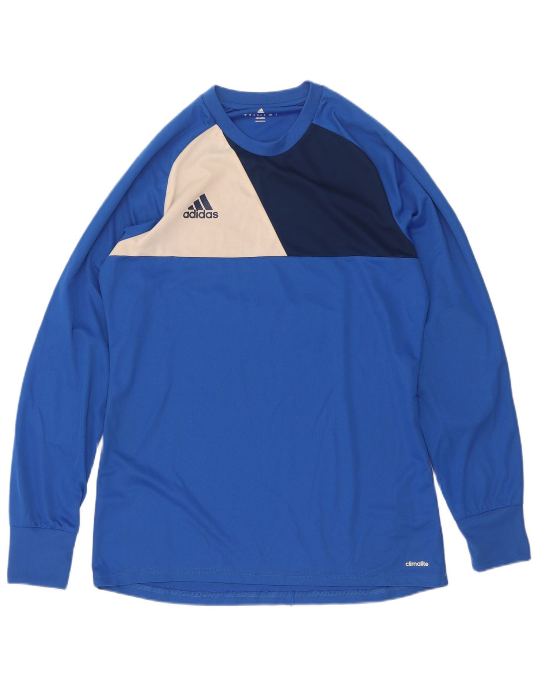 Adidas Climalite Top cu mânecă lungă, albastru mediu, poliester color bloc