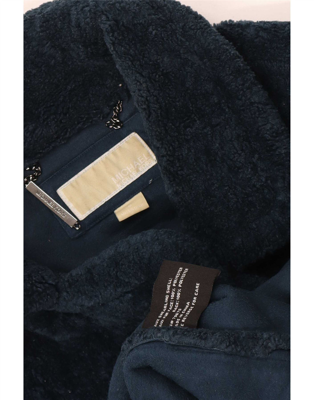 Palton de blană artificială pentru femei Michael Kors UK 14 Poliester mediu albastru bleumarin