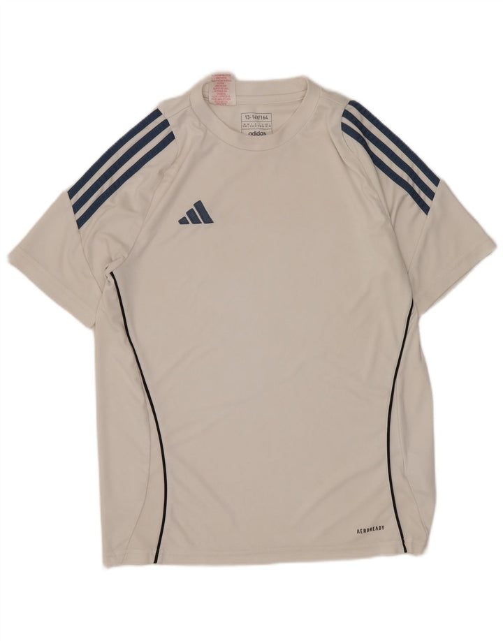 Tricou Adidas Aeroready pentru baieti Top 13-14 ani poliester alb