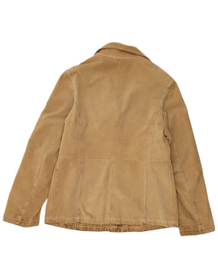 Jachetă vintage pentru femei de piele intoarsa UK 8 Small Beige