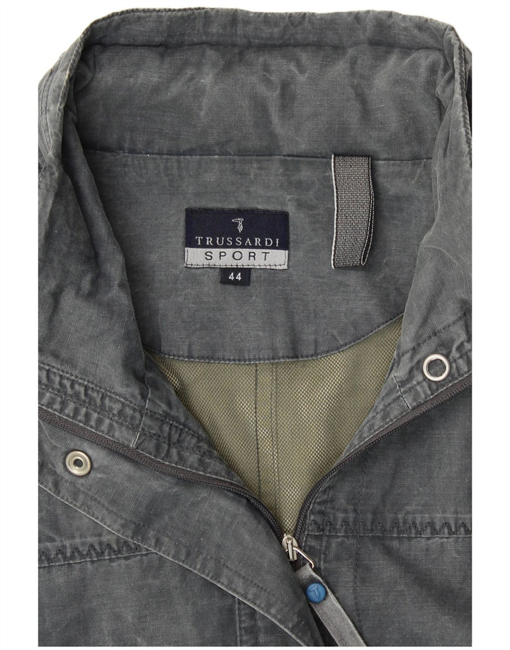 TRUSSARDI Jachetă cu glugă pentru femei IT 44 bumbac gri mediu