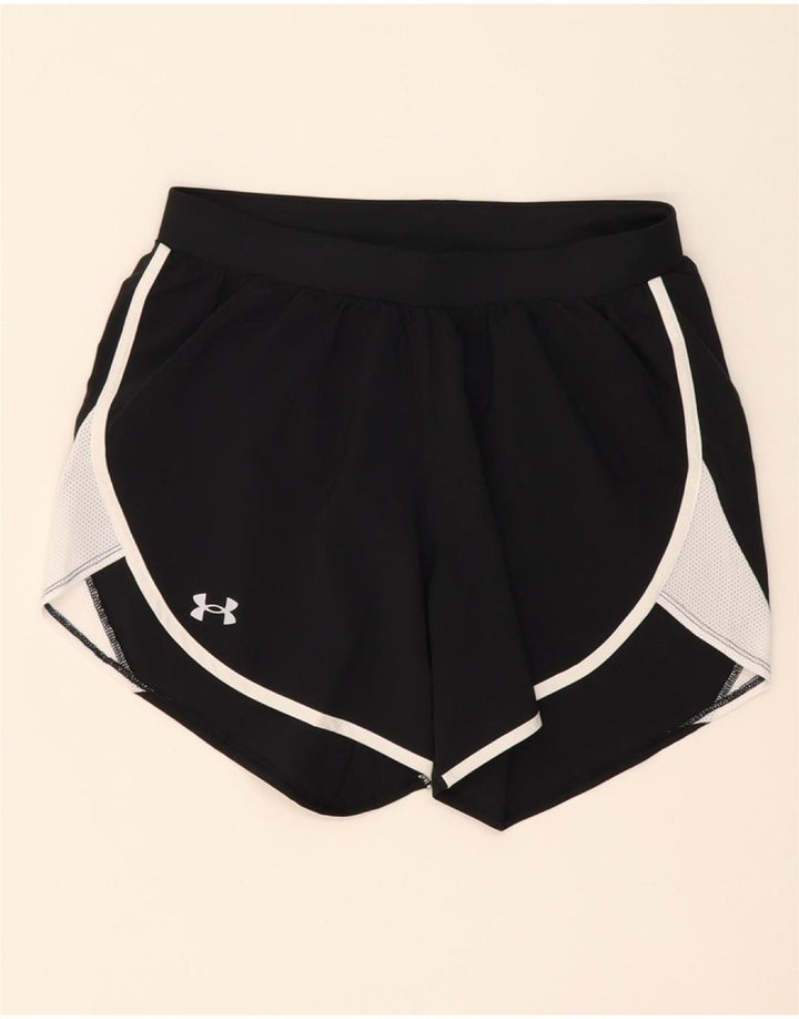 UNDER ARMOUR Womens Sport Shorts UK 8 Small  Black Colourblock Polyester Vintage Under Armour and Second-Hand Under Armour from Messina Hembry 