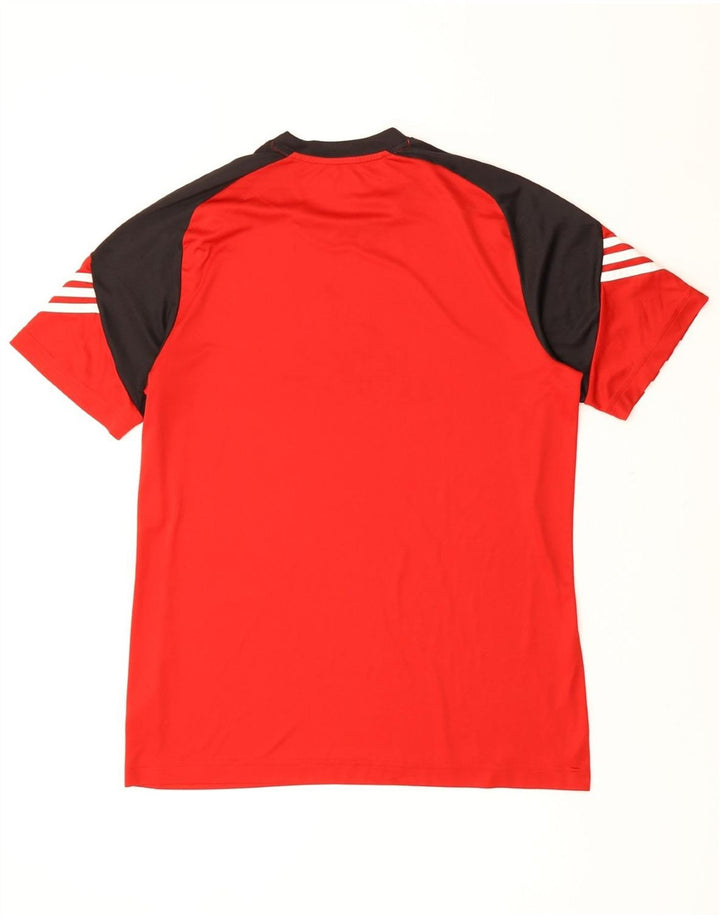 ADIDAS Mens Climalite Graphic T-Shirt Top Large Red Colourblock Polyester