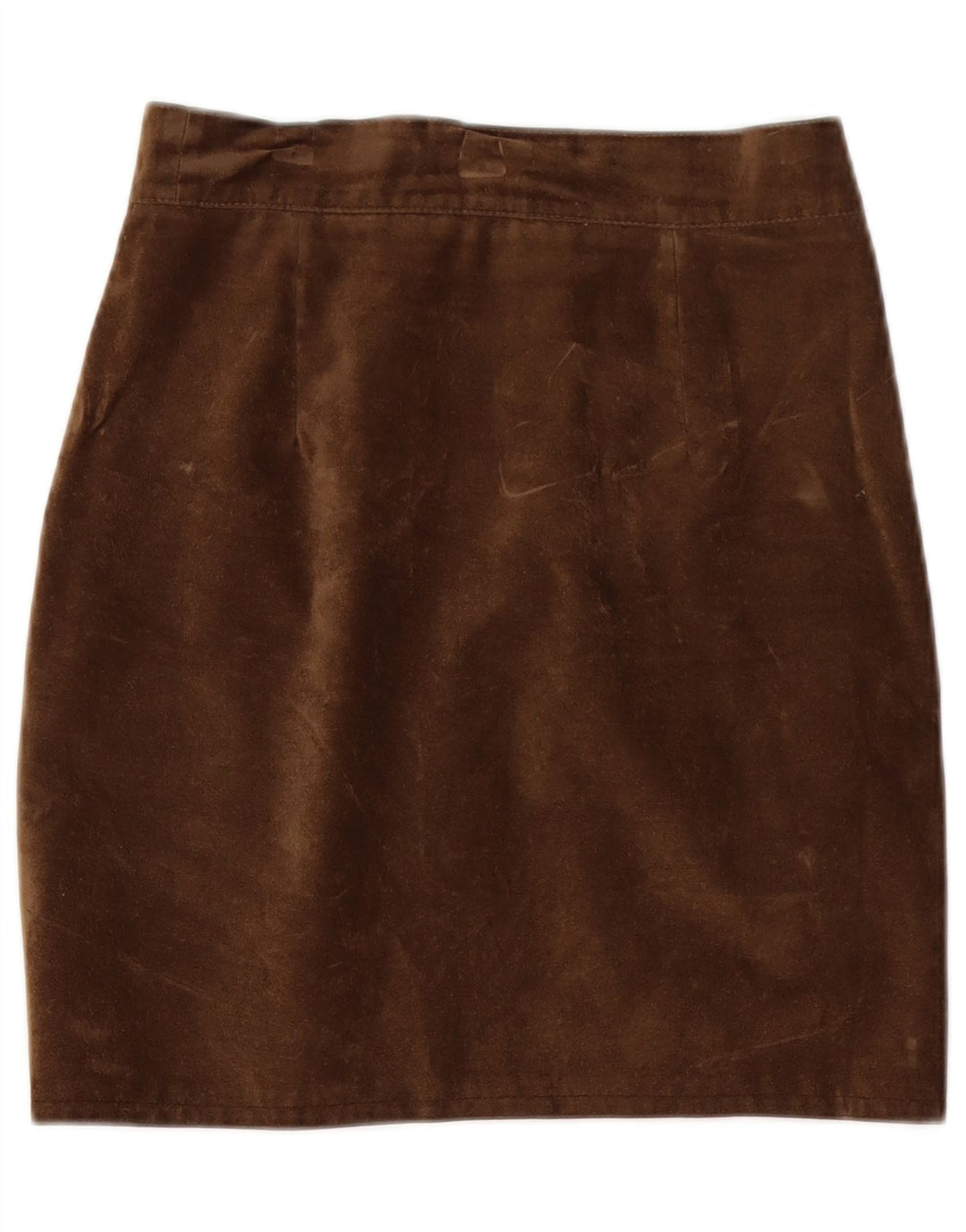Fusta creion din piele intoarsa pentru femei Vintage W26 Maro Mic