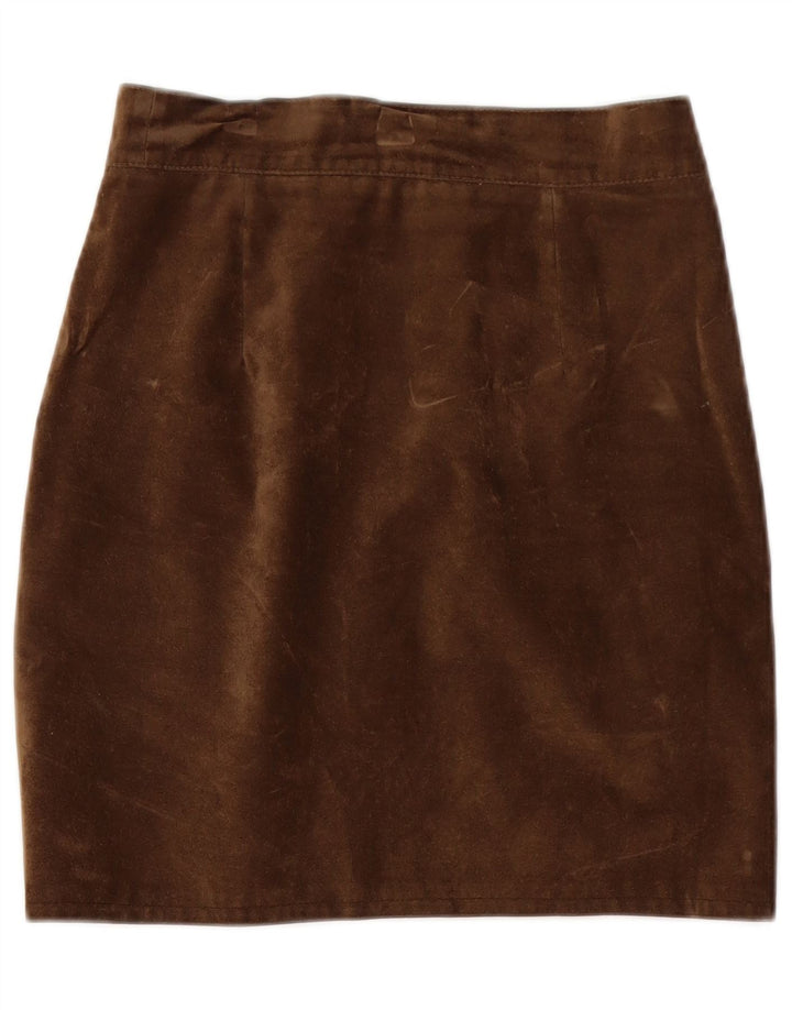 Fusta creion din piele intoarsa pentru femei Vintage W26 Maro Mic