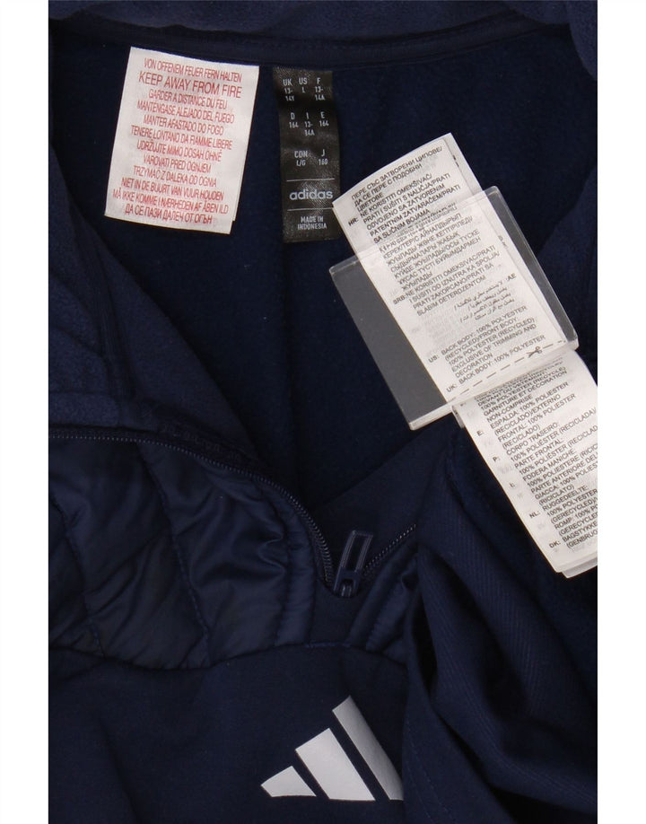 Adidas Băieți Aeroready Zip Neck Pullover Trening Top 13-14 Ani Bleumarin
