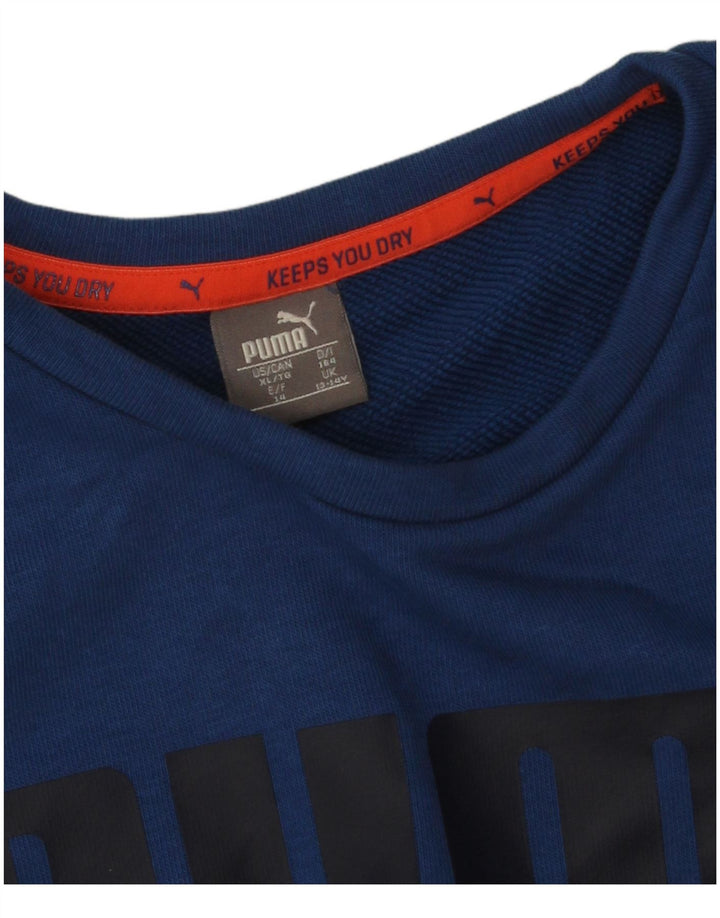 Puma Boys Graphic Top Maneca Lunga 13-14 Ani Bumbac Albastru