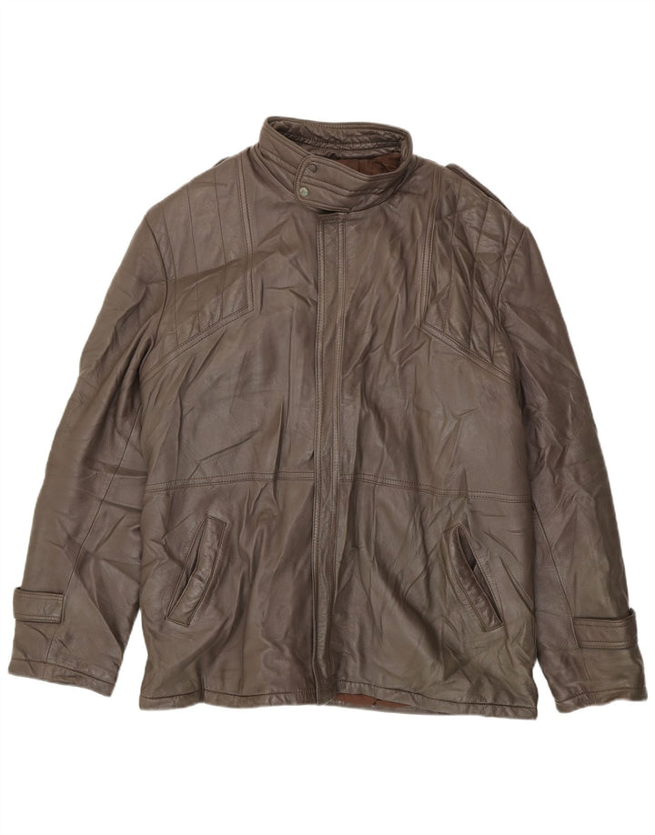 Jachetă de piele pentru bărbați VINTAGE IT 54 2XL din piele maro