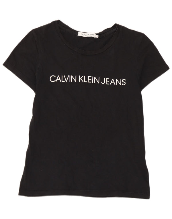 Tricou grafic pentru femei Calvin Klein Jeans Top UK 10 Bumbac negru mic