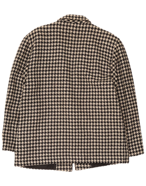 Blazer Vintage pentru femei cu 1 nasture UK 14 Medium Black Houndstooth