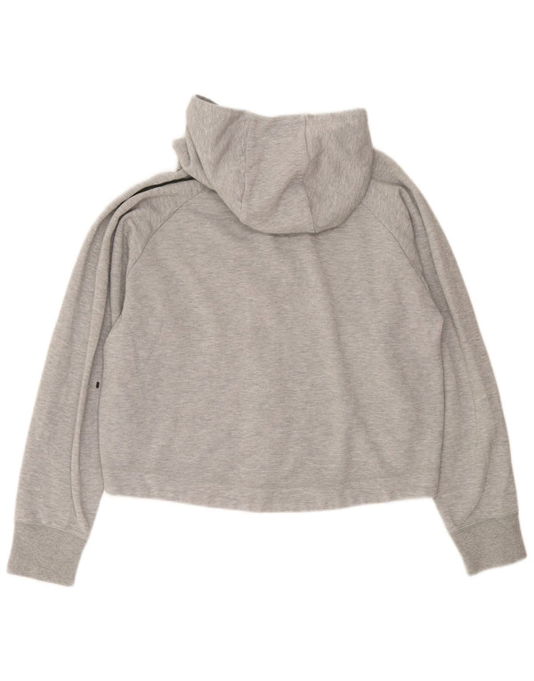 Nike Womens Crop Oversized Zip Hoodie Sweater UK 10 Small Grey Cotton