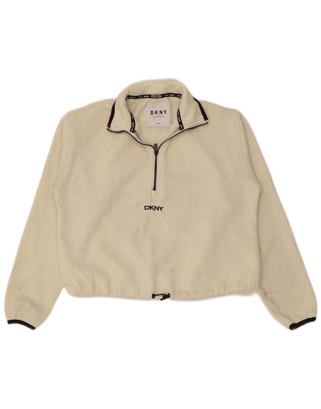 Dkny Pulover supradimensionat pentru femei, cu fermoar 1/4, UK 6 XS, poliester alb