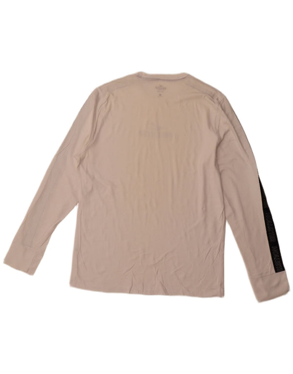 Top grafic pentru bărbați HOLLISTER, cu mânecă lungă, mare, alb, color block, bumbac