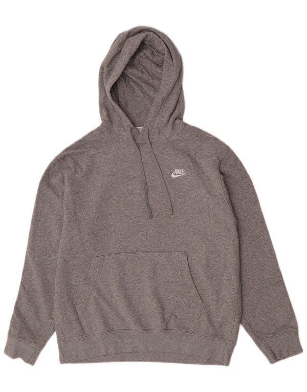 Pulover Nike pentru bărbați cu capota cu grafică, bumbac cu pete, gri mediu