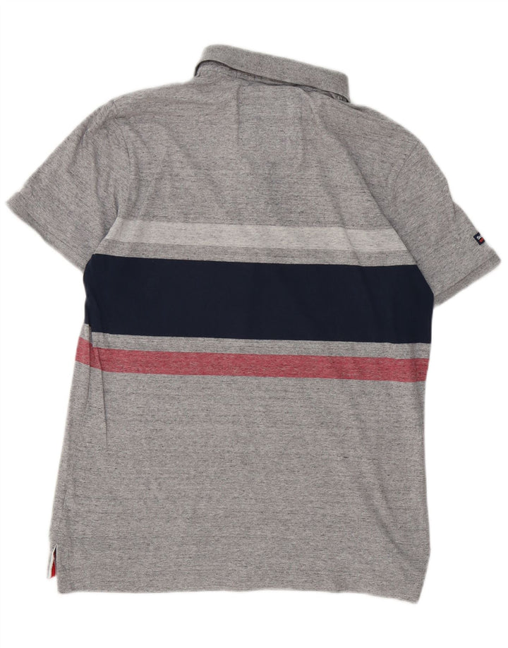 Tricou polo pentru bărbați Superdry, bumbac cu dungi gri mari