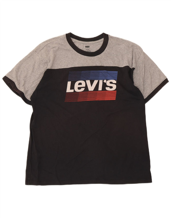 Tricou cu grafic relaxat pentru bărbați Levi's Top mediu negru din bumbac color bloc