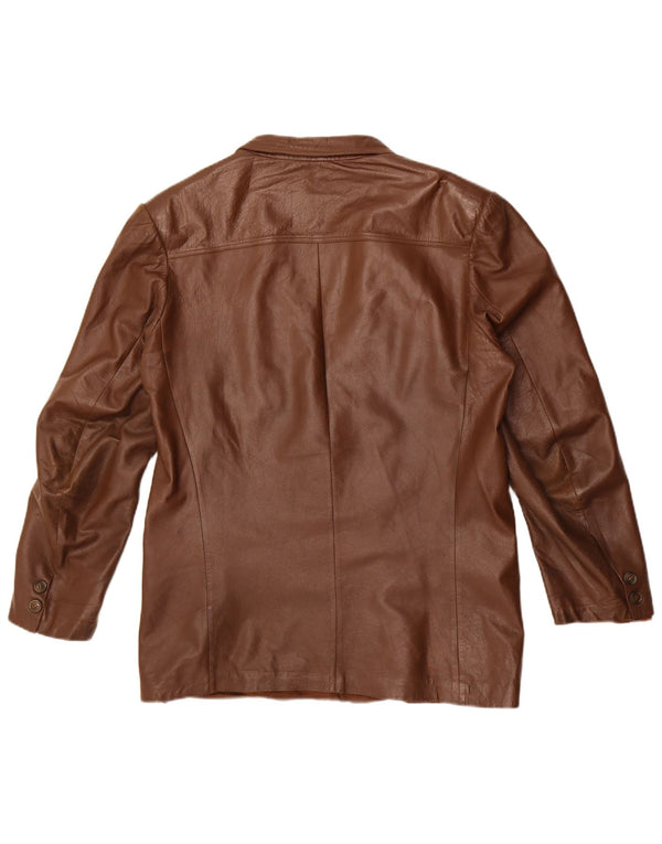 Jachetă vintage pentru bărbați din piele cu 2 nasturi, UK 40, maro mare