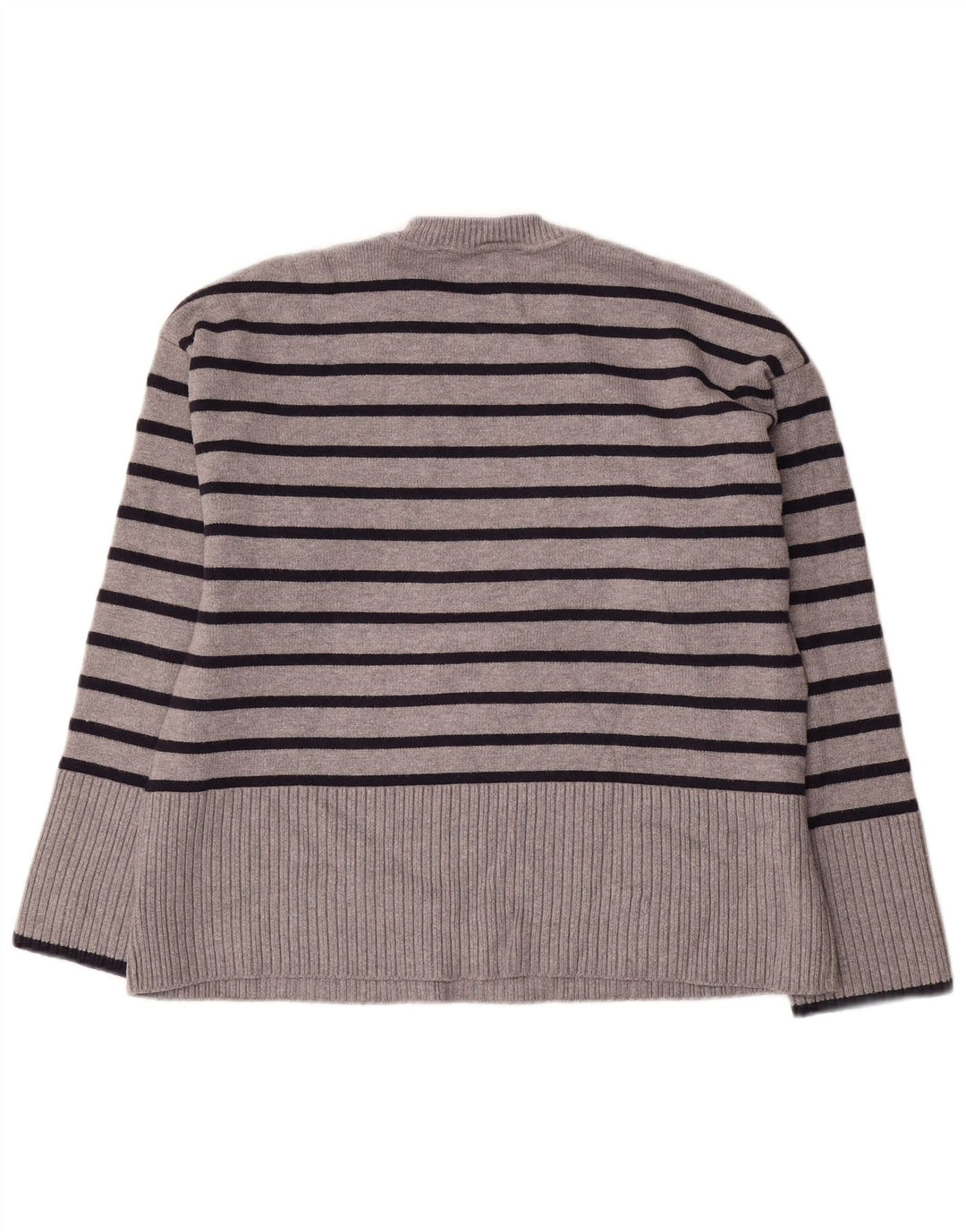 Pulover pentru femei supradimensionat cu gâtul turnat Zara UK 10 mic, gri cu dungi