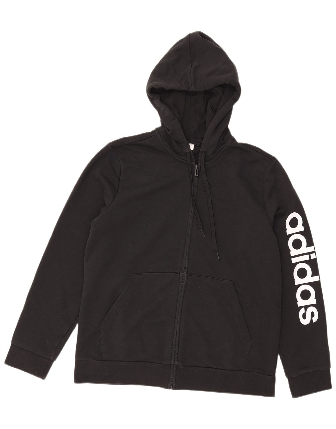 Pulover cu capotă cu fermoar și grafic Adidas pentru bărbați, mare, negru