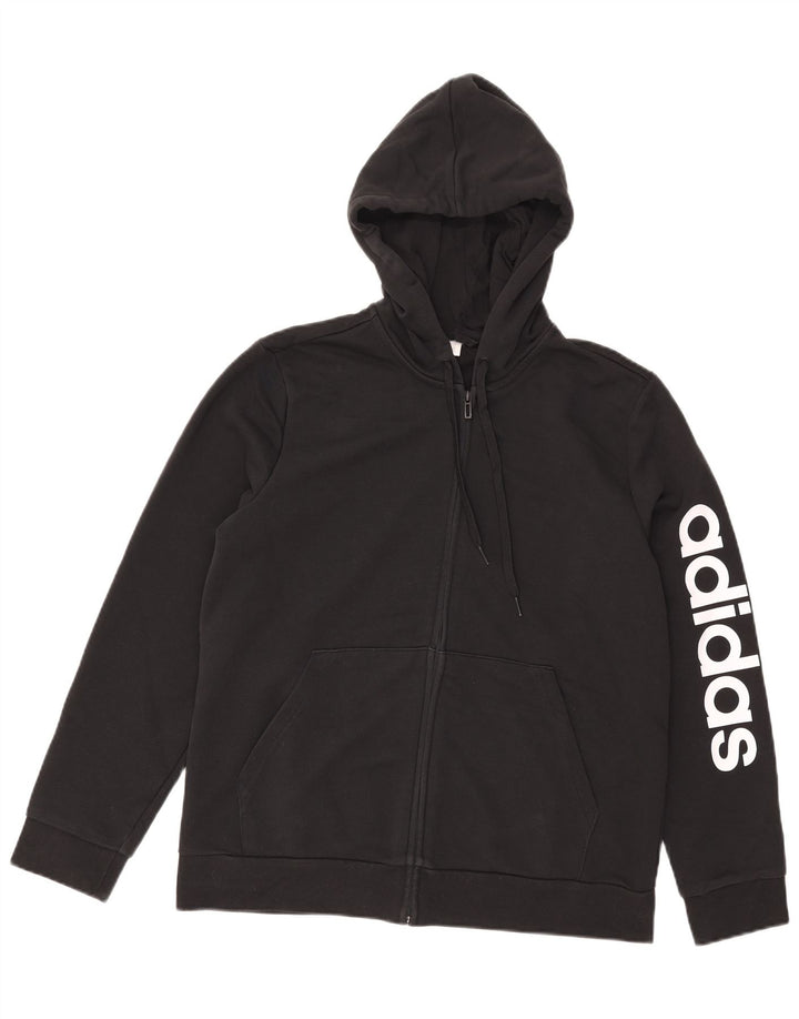 Pulover cu capotă cu fermoar și grafic Adidas pentru bărbați, mare, negru