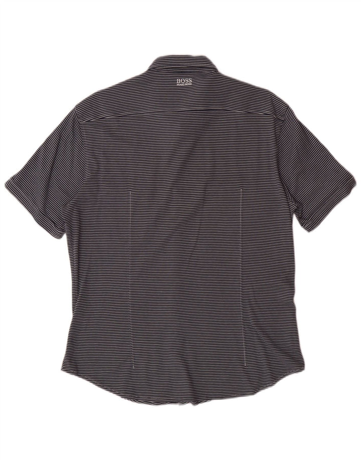 Cămașă cu mânecă scurtă pentru bărbați HUGO BOSS, mare, bleumarin, cu dungi