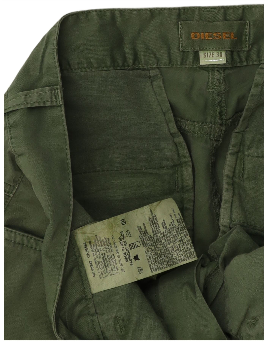 DIESEL Pantaloni cargo subțiri pentru femei W30 L30 bumbac verde