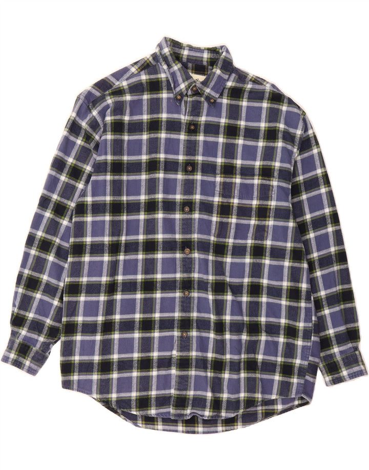EDDIE BAUER Mens Regular Fit Flannel Shirt Medium Navy Blue Check Cotton Vintage Eddie Bauer and Second-Hand Eddie Bauer from Messina Hembry 