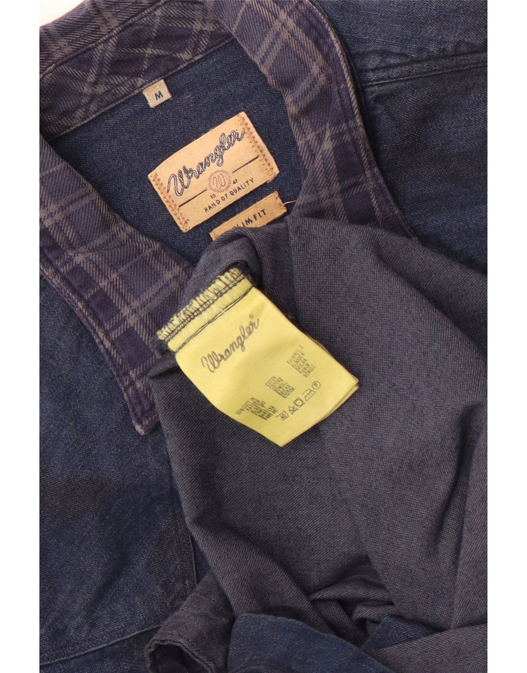 Cămașă pentru bărbați Wrangler, de denim, slim fit, din bumbac cu vopsea cravată, albastru bleumarin