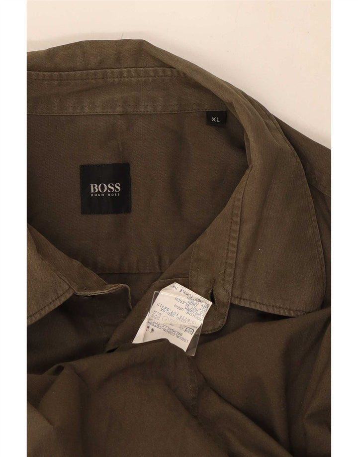 Cămașă pentru bărbați Hugo Boss XL Kaki Bumbac