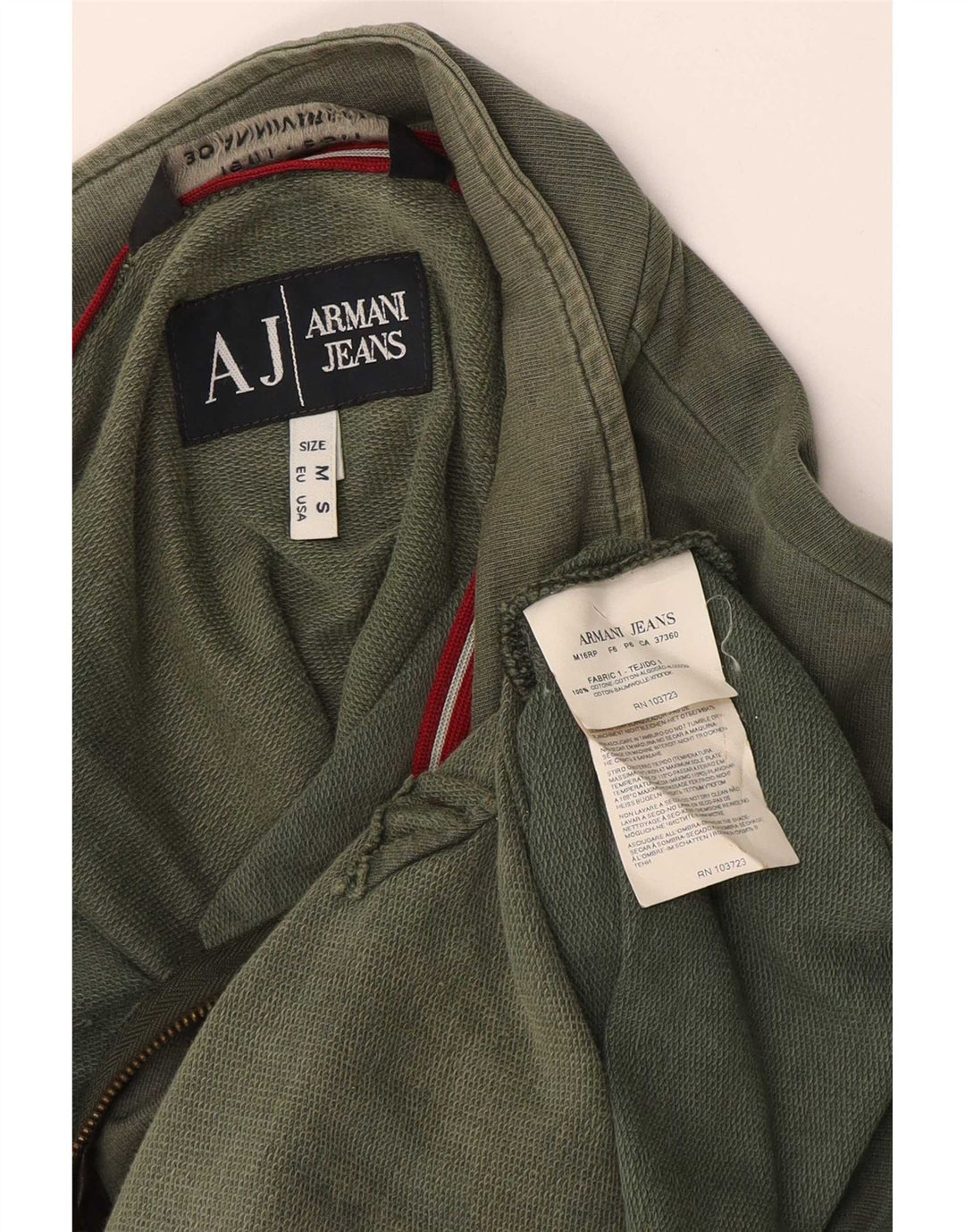 Jachetă de trening pentru bărbați Armani Jeans, bumbac verde mediu