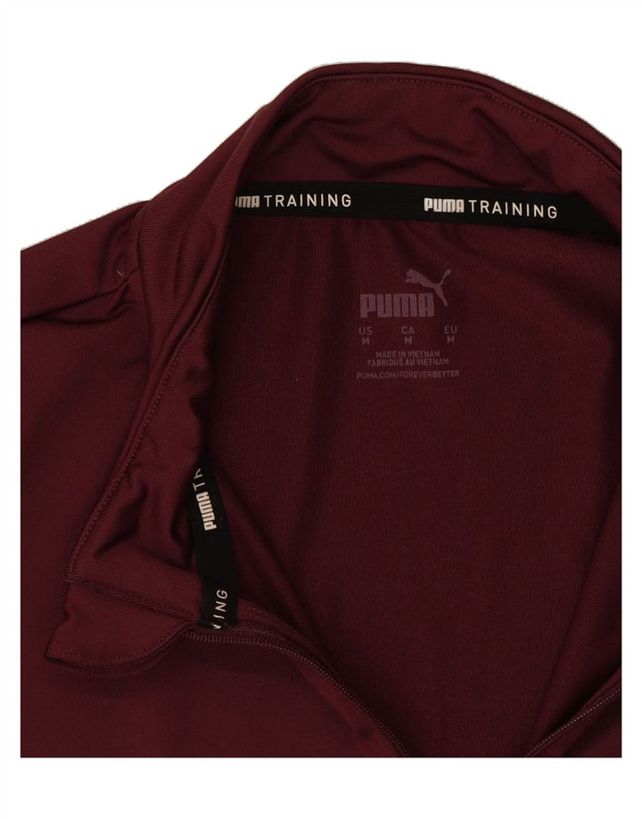 PUMA Womens Graphic Zip Neck Pullover Tracksuit Top UK 14 Medium Burgundy Vintage Puma and Second-Hand Puma from Messina Hembry 