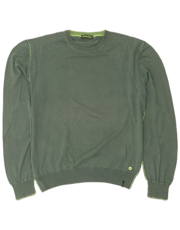 Pulover vintage pentru femei cu gât turnut, UK 18 XL, bumbac verde