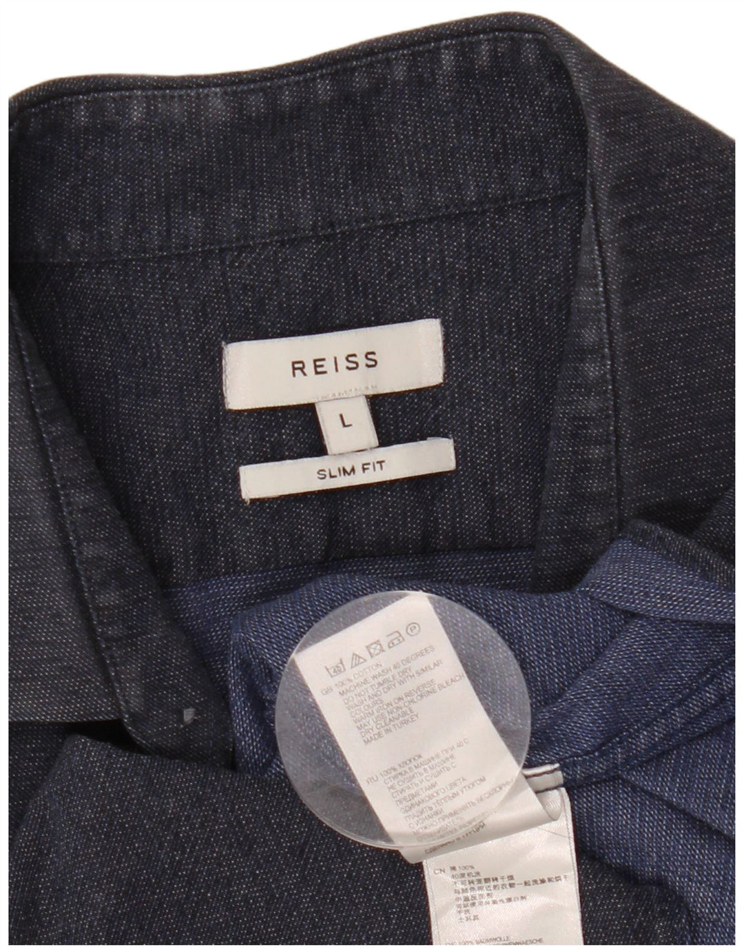 Cămașă pentru bărbați Reiss Slim Fit Bumbac mare, albastru bleumarin