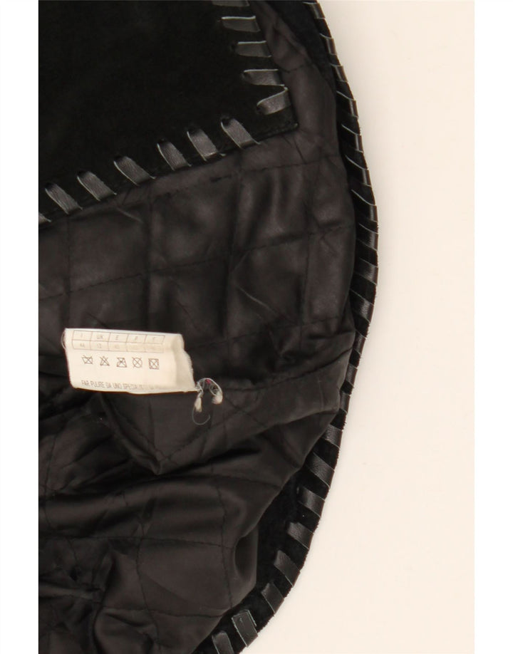 Basics Jachetă de piele intoarsa pentru femei UK 12 Medium Black Leather