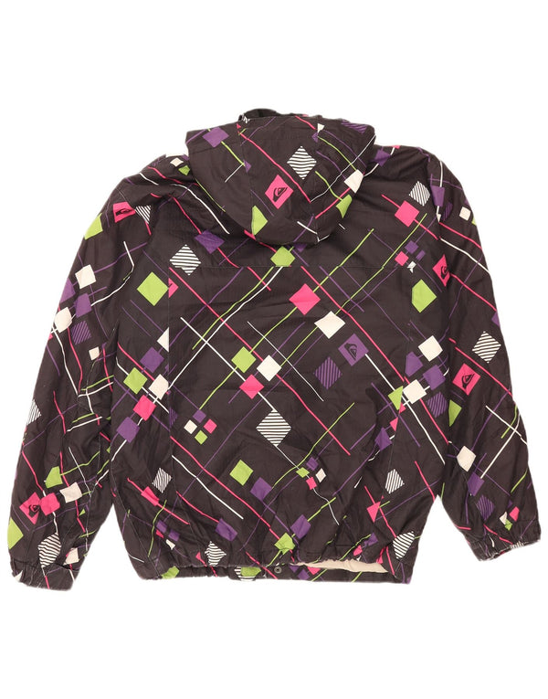 Jachetă de vânt cu glugă Quiksilver pentru femei UK 14 Medium Black Geometric