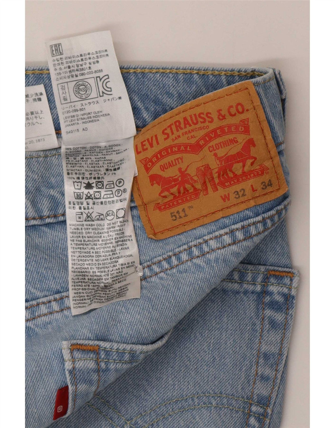 Blugi Levi's 511 Slim pentru bărbați W32 L34 Bumbac albastru