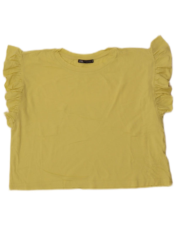 Tricou Crop pentru femei Zara UK 14 Galben mediu