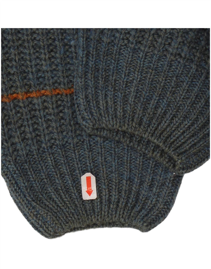 Pulover vintage pentru bărbați cu gât roșu IT 50 cu dungi albastre medii