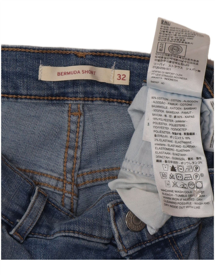 Pantaloni scurți din denim bermude distressed pentru femei LEVI'S W32 bumbac albastru mare
