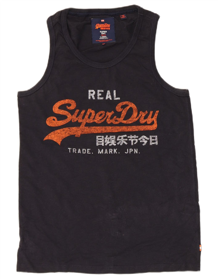 Top cu vestă grafică pentru bărbați Superdry, bumbac, albastru bleumarin mediu