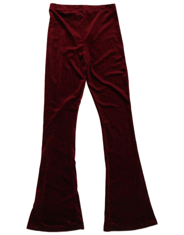 Pantaloni casual Topshop pentru femei din catifea evazați UK 8 Mici W27 L33 Burgundy