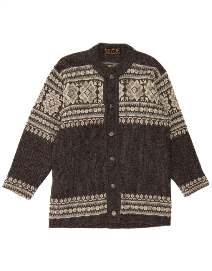 Pulover cardigan pentru bărbați NORDSTRIKK, lână virgină Fair Isle, gri mic