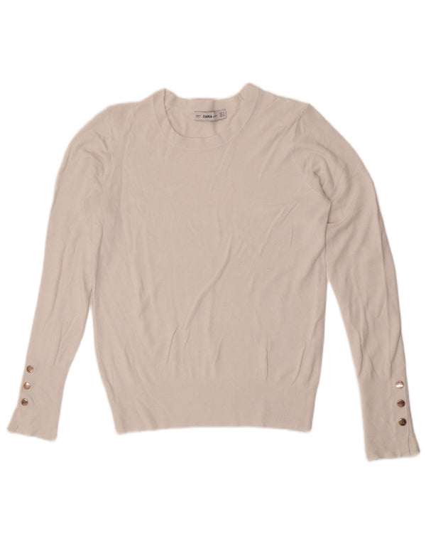Pulover pentru damă Zara, cu gât turnut, alb mediu, UK 12