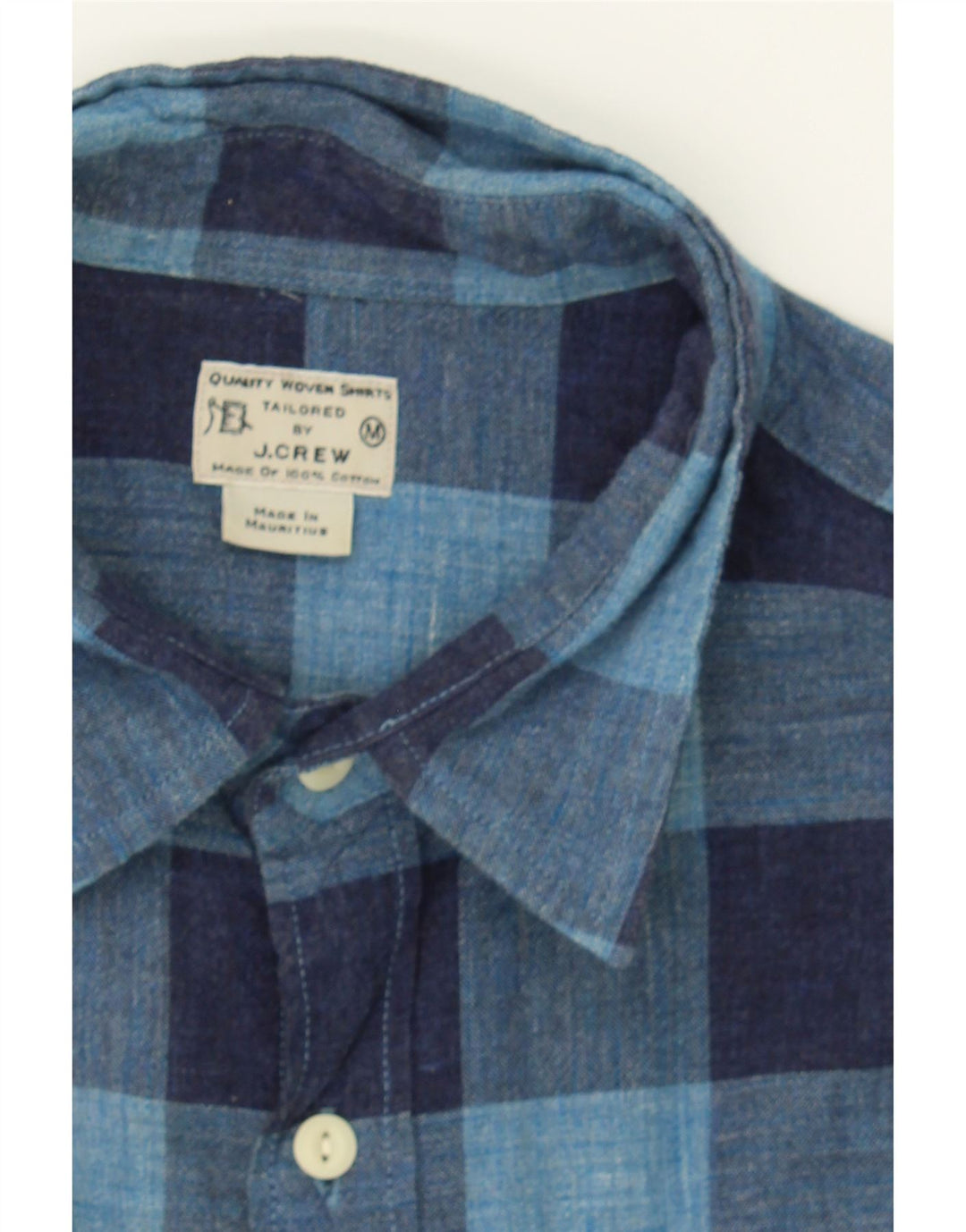 J. CREW Mens Tailored Fit Shirt Medium Blue Check Cotton Vintage J. Crew and Second-Hand J. Crew from Messina Hembry 