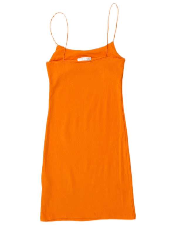 Rochie pentru femei Zara UK 12 Bumbac portocaliu mediu