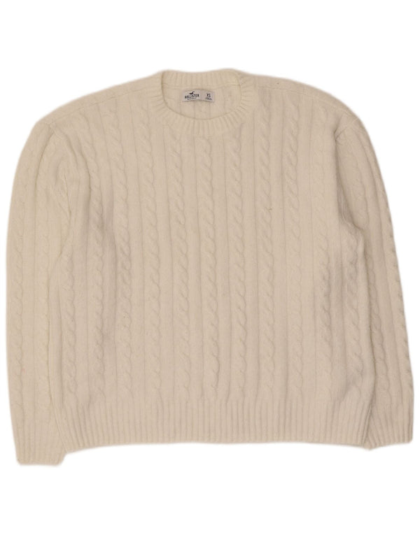 Pulover Hollister pentru femei cu gâtul turnat supradimensionat UK 6 XS Poliester alb