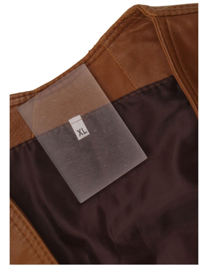 Vestă din piele vintage pentru bărbați XL maro