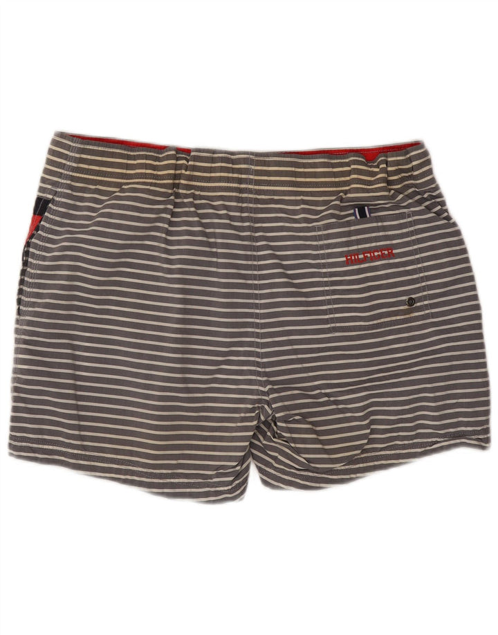Pantaloni scurți de înot Tommy Hilfiger pentru bărbați, bumbac cu dungi gri mari