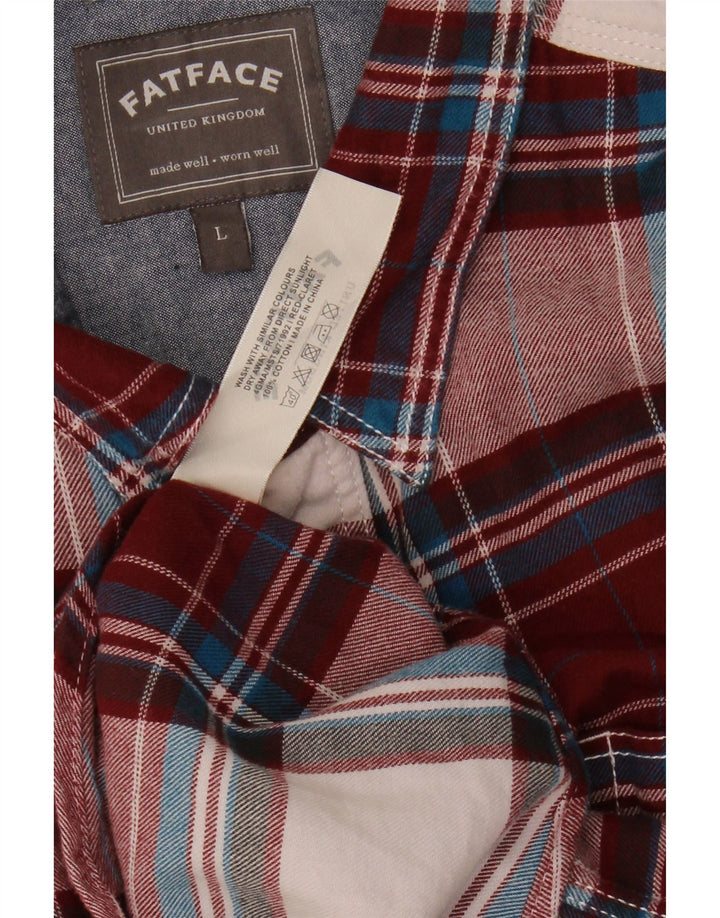 FAT FACE Mens Classic Fit Flannel Shirt Large Red Check Cotton