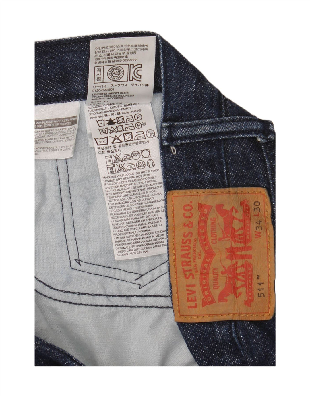 Blugi pentru bărbați Levi's 511 Slim W34 L30 Bumbac bleumarin